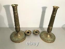 Pair Of Bronze Candle Holders Era Restoration Xixth Century