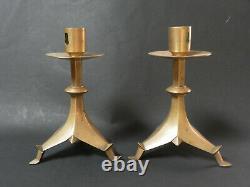 Pair Of Bronze Candlesticks High Gothic Style 19th Century