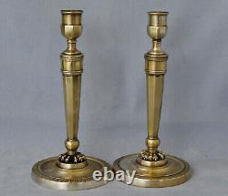 Pair Of Bronze Flambeaux From Empire Era Early 19th Century