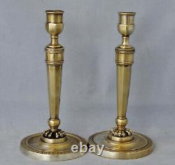 Pair Of Bronze Flambeaux From Empire Era Early 19th Century