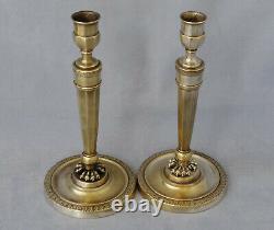 Pair Of Bronze Flambeaux From Empire Era Early 19th Century