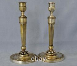 Pair Of Bronze Flambeaux From Empire Era Early 19th Century