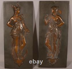 Pair Of Bronze Plates Enbuti To Divinities, Epoch Xixth