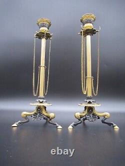 Pair Of Bronze Torches Signed F. Barbedienne Era Xixth