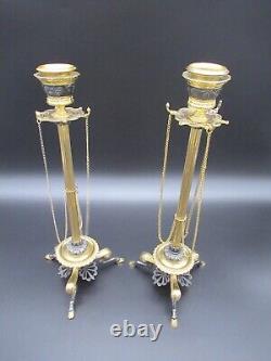 Pair Of Bronze Torches Signed F. Barbedienne Era Xixth