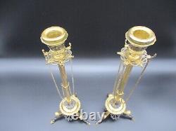 Pair Of Bronze Torches Signed F. Barbedienne Era Xixth