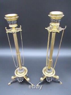 Pair Of Bronze Torches Signed F. Barbedienne Era Xixth