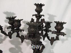 Pair Of Candelabras Bronze Marble Regulated At The Putti Era Xixth