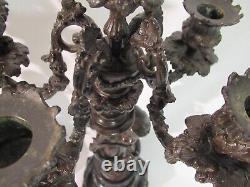 Pair Of Candelabras Bronze Marble Regulated At The Putti Era Xixth