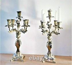 Pair Of Candelabras, Gilded Bronze Candlesticks, Louis XV Style, 19th Century