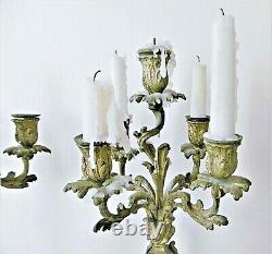 Pair Of Candelabras, Gilded Bronze Candlesticks, Louis XV Style, 19th Century