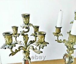 Pair Of Candelabras, Gilded Bronze Candlesticks, Louis XV Style, 19th Century