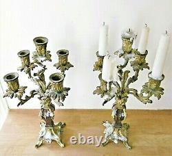 Pair Of Candelabras, Gilded Bronze Candlesticks, Louis XV Style, 19th Century