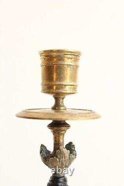 Pair Of Candelabras In Golden Bronze Epoch Xixth