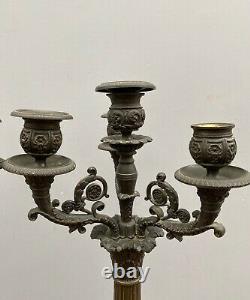 Pair Of Candelabre Epoque Restoration Bronze Xixeme Feet Claws 5 Lights M614