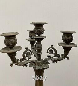 Pair Of Candelabre Epoque Restoration Bronze Xixeme Feet Claws 5 Lights M614