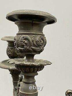 Pair Of Candelabre Epoque Restoration Bronze Xixeme Feet Claws 5 Lights M614