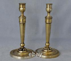 Pair Of Candlesticks Bronze Of Empire Period Xixth Century