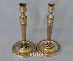 Pair Of Candlesticks Bronze Of Empire Period Xixth Century