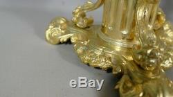 Pair Of Candlesticks, Candelabra Gilt Bronze Restoration Period, XIX If