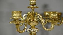 Pair Of Candlesticks, Candelabra Gilt Bronze Restoration Period, XIX If