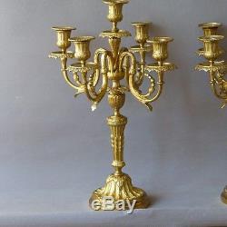 Pair Of Candlesticks Candelabra Louis XVI Gilt Bronze, Time XIX