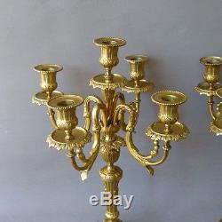 Pair Of Candlesticks Candelabra Louis XVI Gilt Bronze, Time XIX