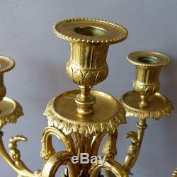 Pair Of Candlesticks Candelabra Louis XVI Gilt Bronze, Time XIX