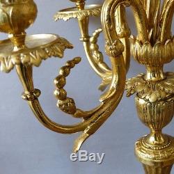 Pair Of Candlesticks Candelabra Louis XVI Gilt Bronze, Time XIX