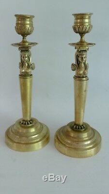 Pair Of Candlesticks Empire Winged Egyptians, Time XIX