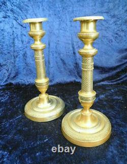 Pair Of Candlesticks In Gilded Bronze Chiseled From The Empire 19th Century