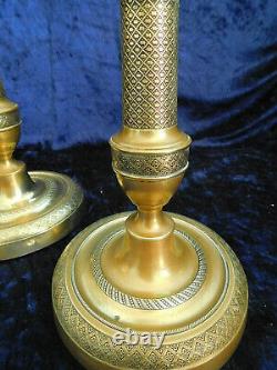 Pair Of Candlesticks In Gilded Bronze Chiseled From The Empire 19th Century