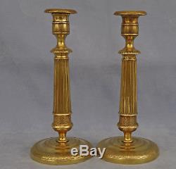 Pair Of Candlesticks In Gilt Bronze Empire Period Early Nineteenth Century