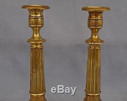 Pair Of Candlesticks In Gilt Bronze Empire Period Early Nineteenth Century