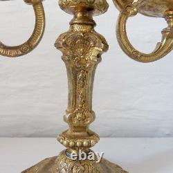 Pair Of Candlesticks Louis XIV In Golden Bronze, Era XIX