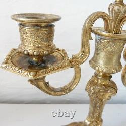 Pair Of Candlesticks Louis XIV In Golden Bronze, Era XIX
