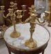 Pair Of Candlesticks Louis Xv Style Rocaille In Bronze, Time Xix