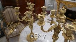 Pair Of Candlesticks Louis XV Style Rocaille In Bronze, Time XIX