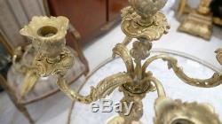 Pair Of Candlesticks Louis XV Style Rocaille In Bronze, Time XIX