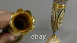 Pair Of Candlesticks Napoleon III Bronze And Cloisonné Onyx Time XIX