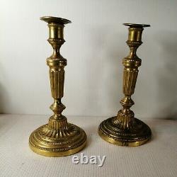 Pair Of Candlesticks- Style Louis XVI Flames Era XIX Napoleon III