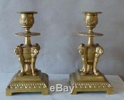 Pair Of Candlesticks The Lions, Louis Xvi, XIX Time