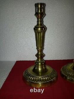 Pair Of Candlesticks/bronze Flaps In Louis XVI Style 19th Century