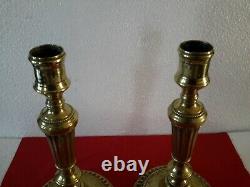 Pair Of Candlesticks/bronze Flaps In Louis XVI Style 19th Century