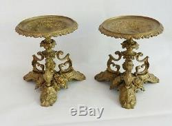 Pair Of Cups, Pedestals, Empty Pockets In Gilt Bronze, Nineteenth Time