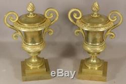 Pair Of Empire Gilt Bronze Cassolettes, Shape Medici Era Early Nineteenth