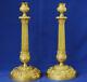 Pair Of Flambeaus Bronze Candles Golden Epoch Restoration Xixth Century