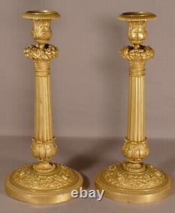 Pair Of Flames In Bronze And Golden Brass, Period Restoration, Early Xixth