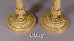 Pair Of Flames In Bronze And Golden Brass, Period Restoration, Early Xixth