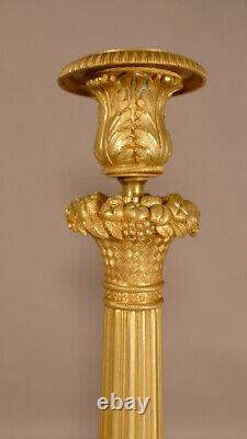 Pair Of Flames In Bronze And Golden Brass, Period Restoration, Early Xixth